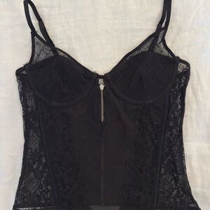 White fox black Lace Bustier Top